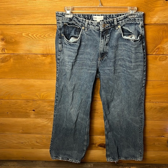 Zara womens the boogie pants 12 jeans denim wide leg dark wash streetwear casual - Picture 1 of 7